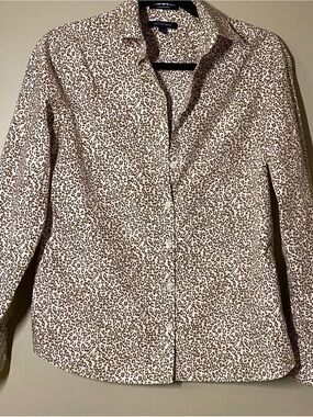 Lands' End Beige and Brown Leopard-Print Button-Up Jacket